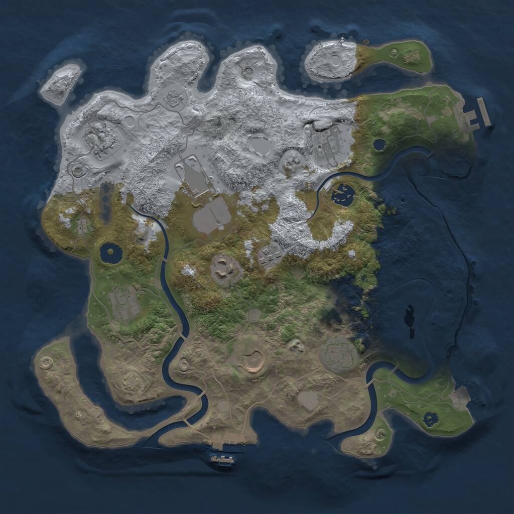 Rust Map: Procedural Map, Size: 3500, Seed: 45, 15 Monuments