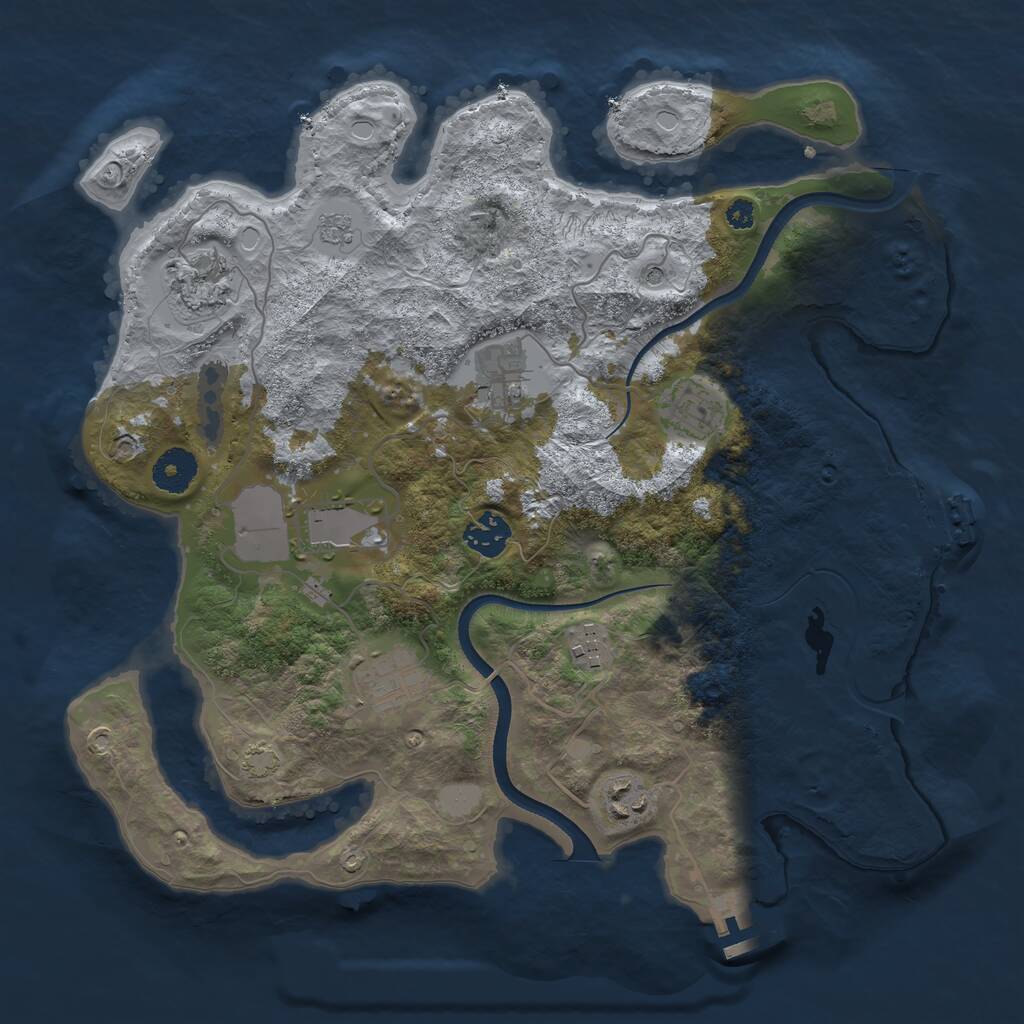 Rust Map: Procedural Map, Size: 3500, Seed: 45, 14 Monuments