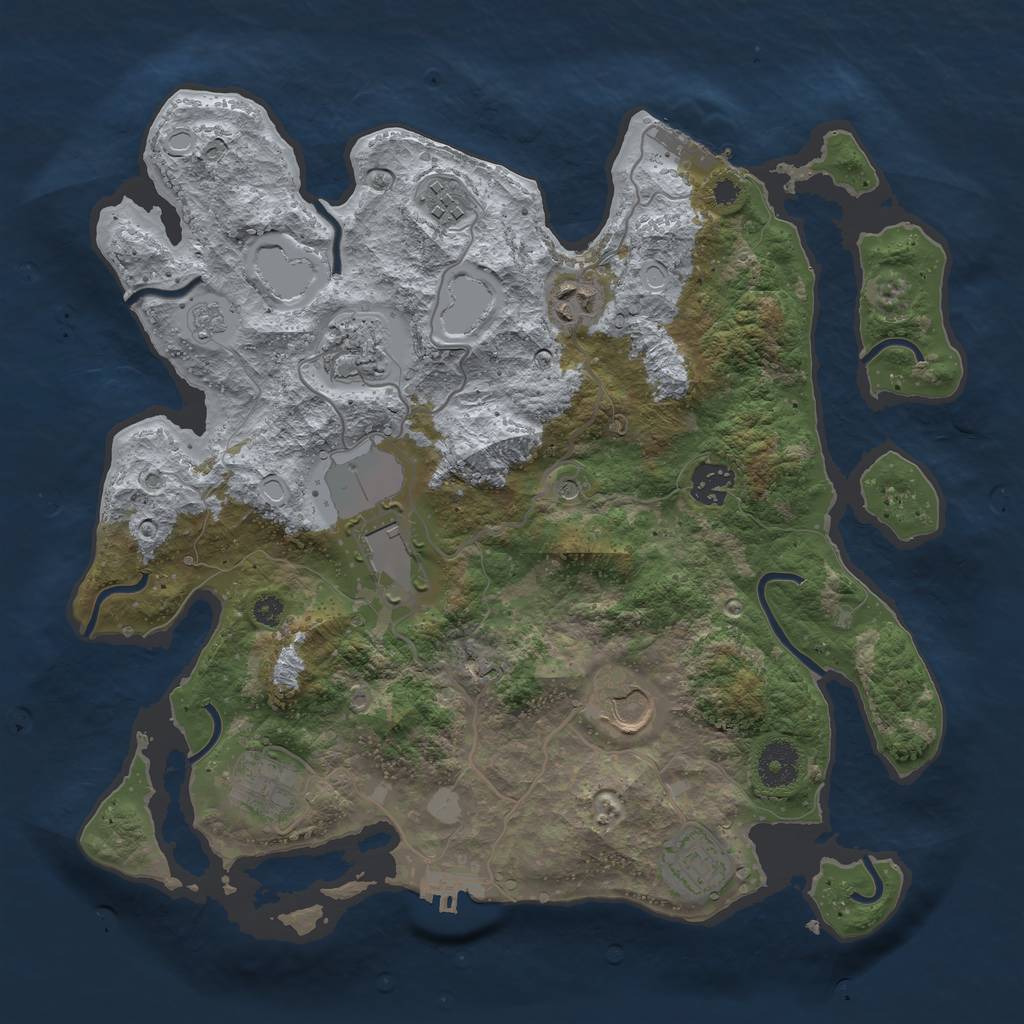 Rust Map: Procedural Map, Size: 3500, Seed: 5447, 17 Monuments