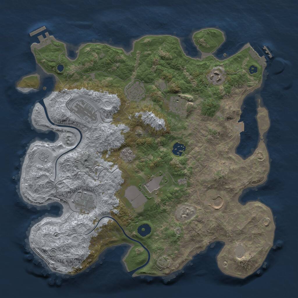 Rust Map: Procedural Map, Size: 3500, Seed: 1339692525, 14 Monuments
