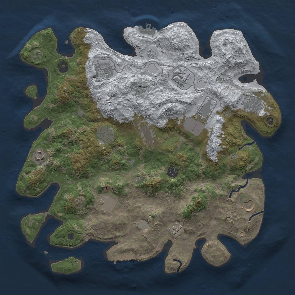 Rust Map: Procedural Map, Size: 3850, Seed: 161512837, 20 Monuments