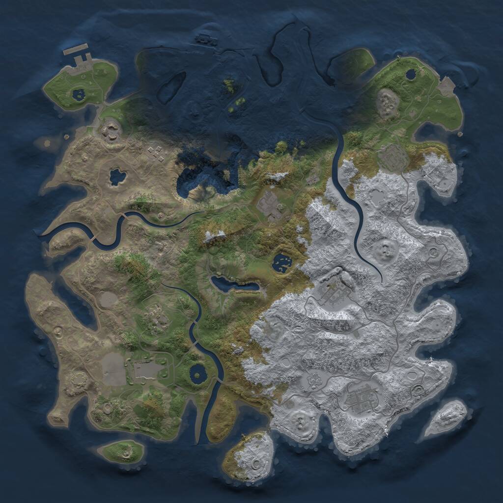 Rust Map: Procedural Map, Size: 4000, Seed: 1406672927, 15 Monuments