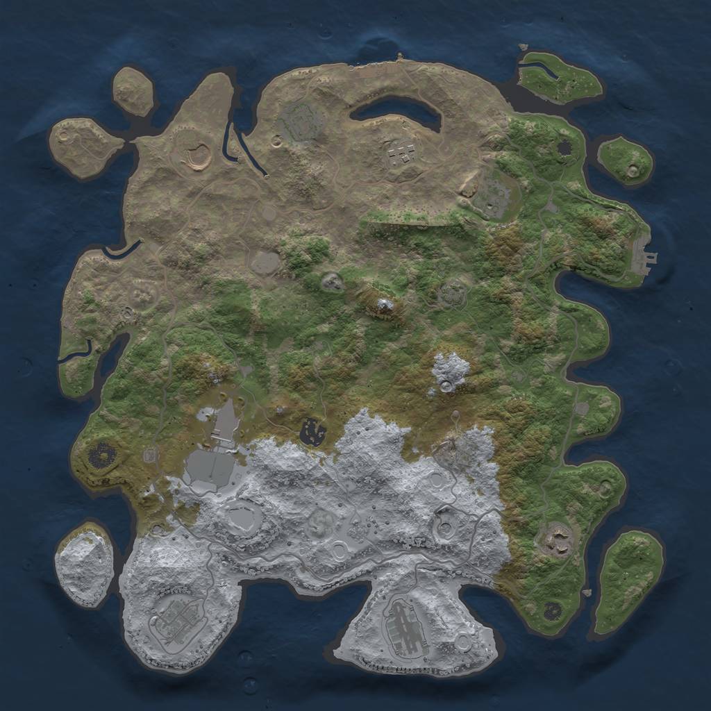 Rust Map: Procedural Map, Size: 4000, Seed: 1646450583, 17 Monuments