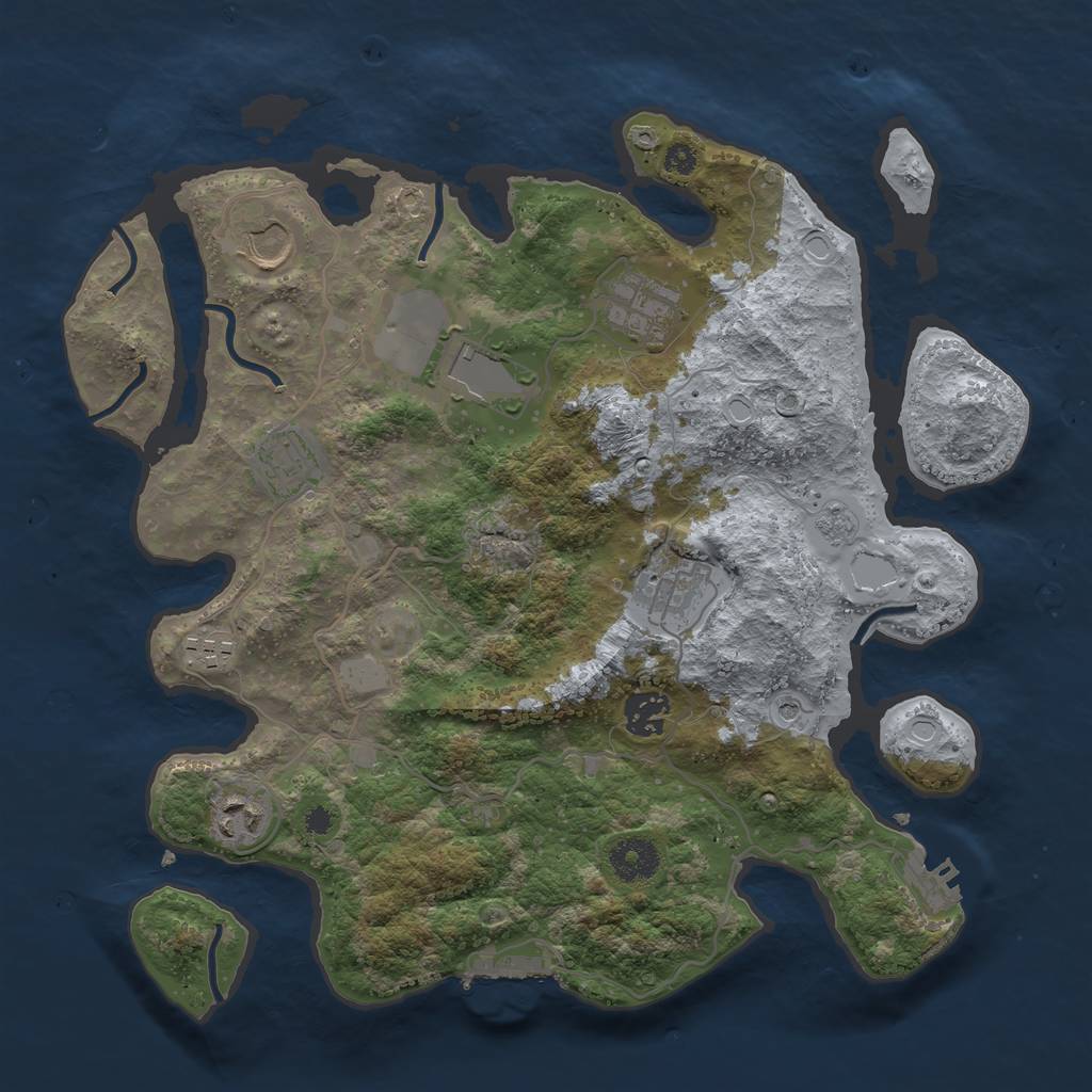 Rust Map: Procedural Map, Size: 3500, Seed: 1158704405, 17 Monuments