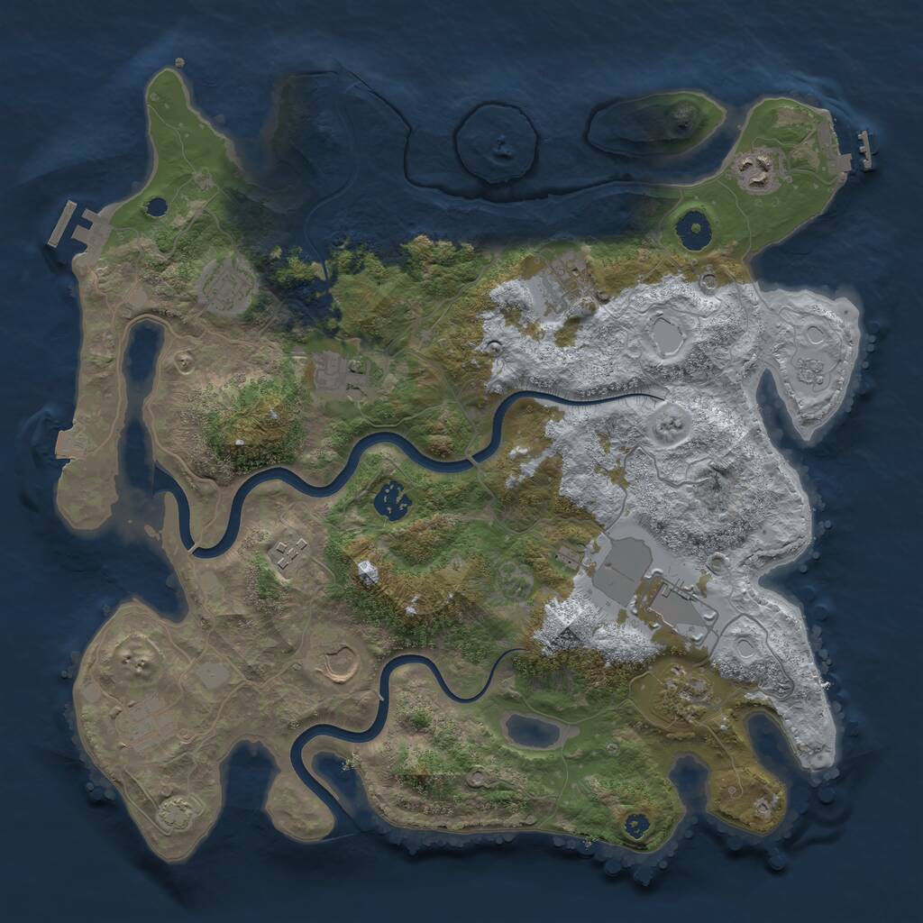 Rust Map: Procedural Map, Size: 3800, Seed: 200222, 16 Monuments