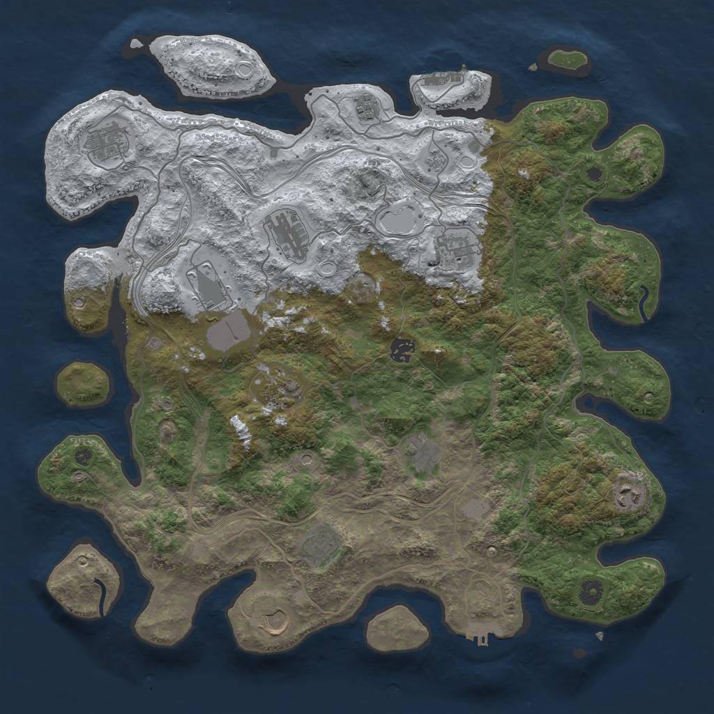 Rust Map: Procedural Map, Size: 4250, Seed: 1644068859, 20 Monuments