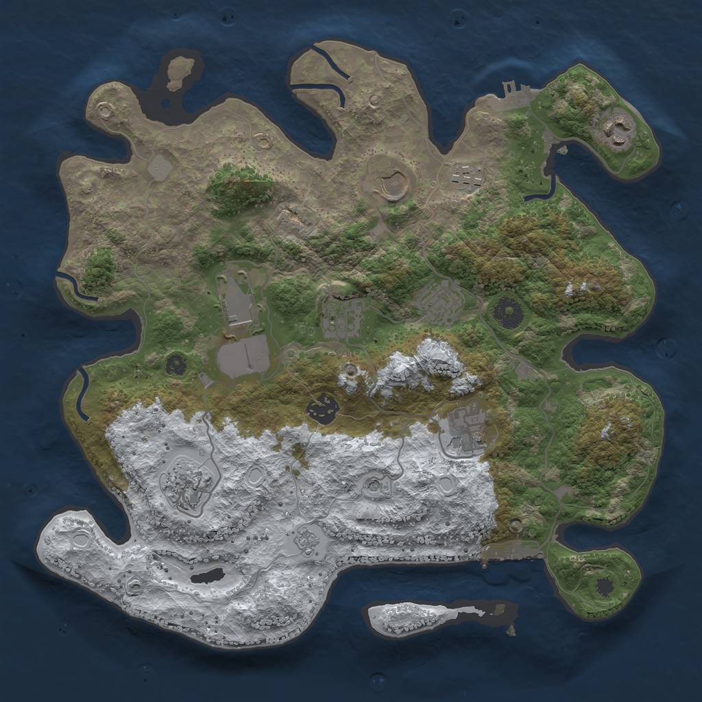 Rust Map: Procedural Map, Size: 3500, Seed: 987738009, 18 Monuments