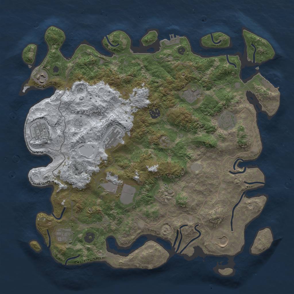 Rust Map: Procedural Map, Size: 4050, Seed: 712215529, 19 Monuments