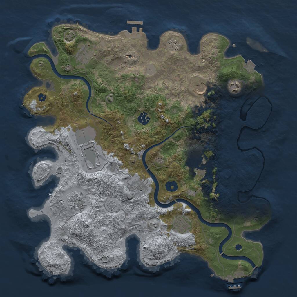 Rust Map: Procedural Map, Size: 3750, Seed: 306981825, 16 Monuments