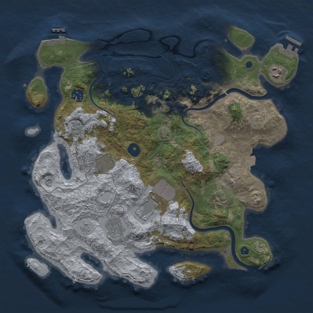 Rust Map: Procedural Map, Size: 3700, Seed: 490651363, 14 Monuments