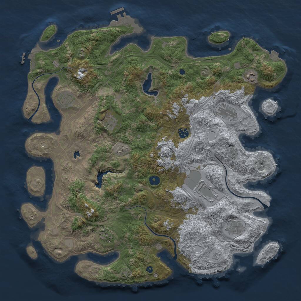 Rust Map: Procedural Map, Size: 4350, Seed: 1236688382, 15 Monuments