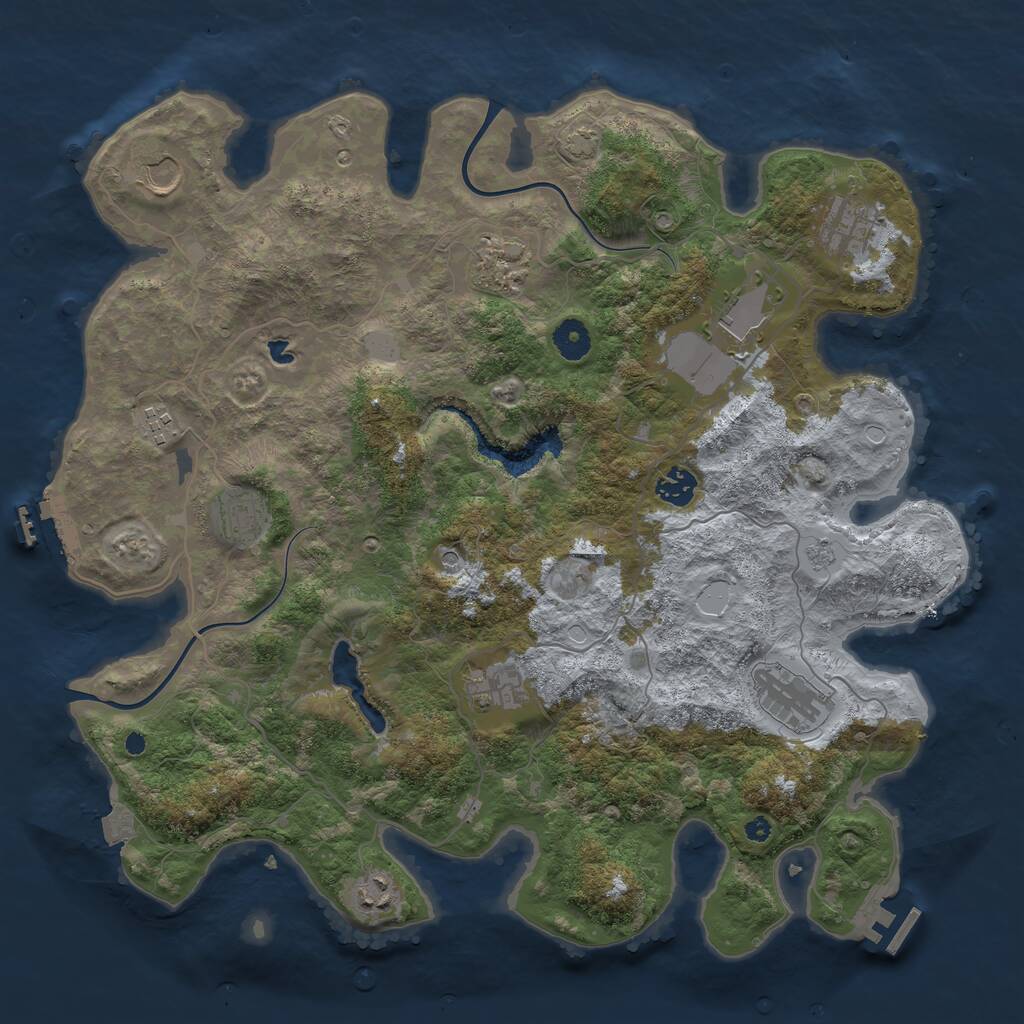 Rust Map: Procedural Map, Size: 4000, Seed: 2078304243, 16 Monuments