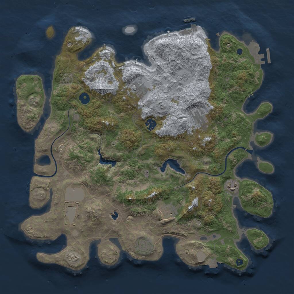 Rust Map: Procedural Map, Size: 4000, Seed: 737137843, 13 Monuments
