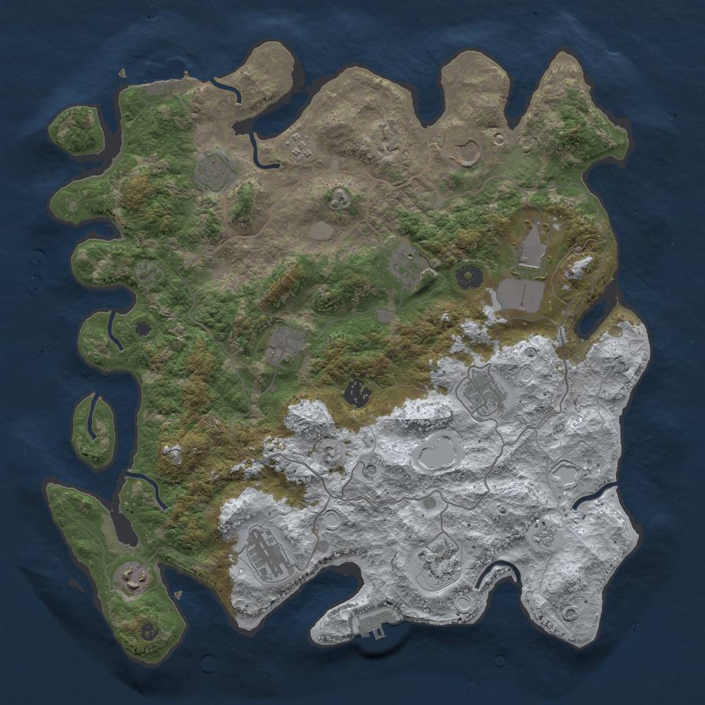 Rust Map: Procedural Map, Size: 4000, Seed: 950214655, 20 Monuments