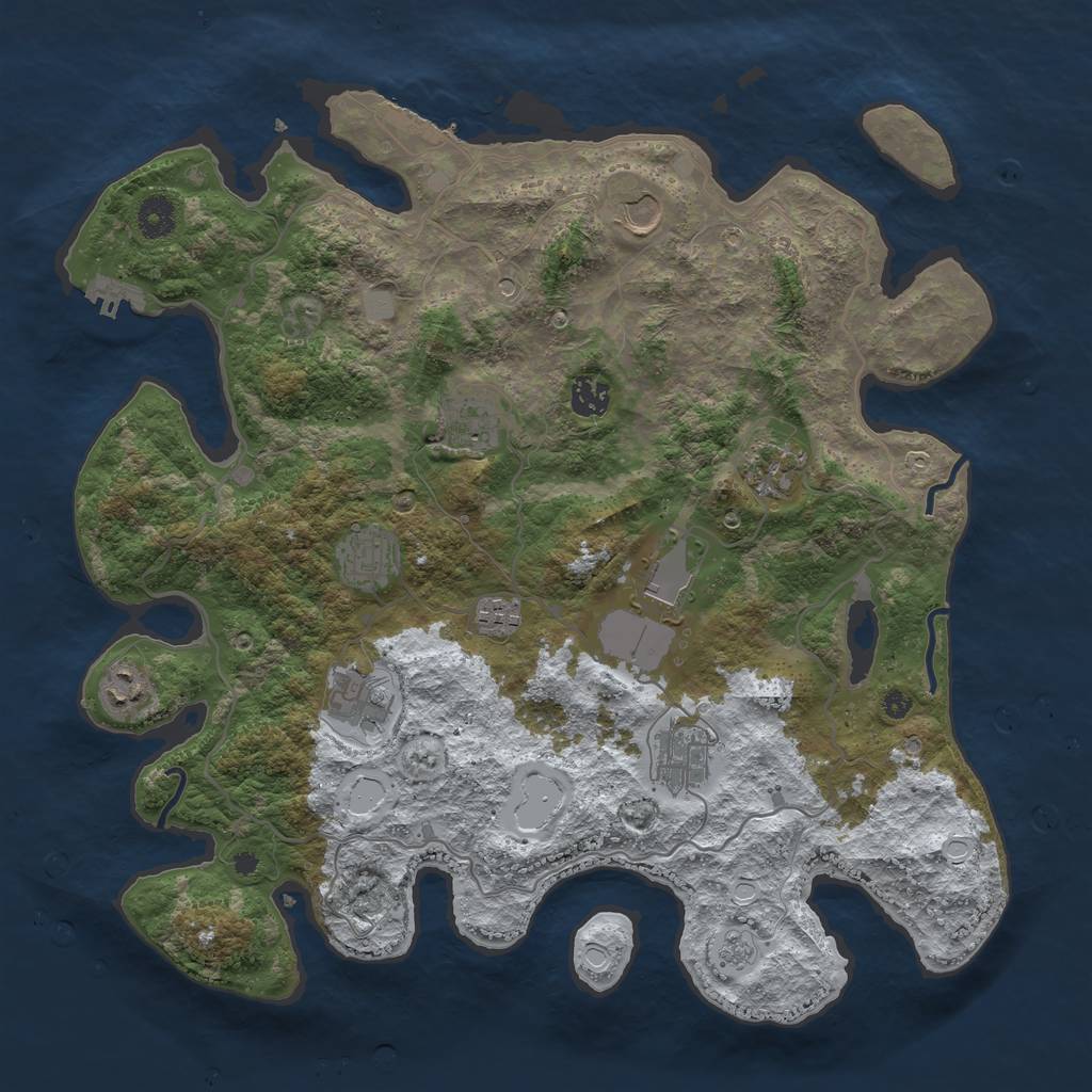 Rust Map: Procedural Map, Size: 4000, Seed: 12343442, 19 Monuments