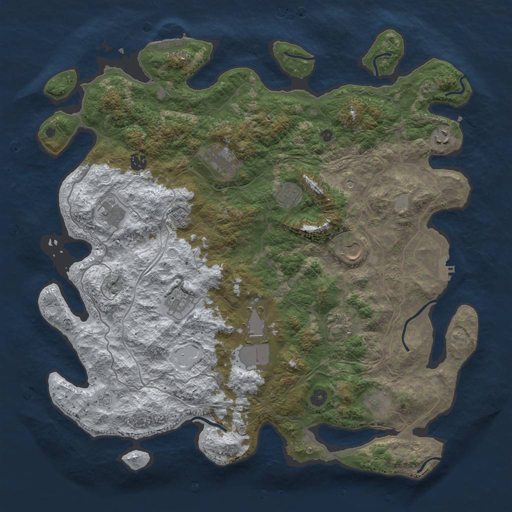 Rust Map: Procedural Map, Size: 4500, Seed: 1350826217, 20 Monuments