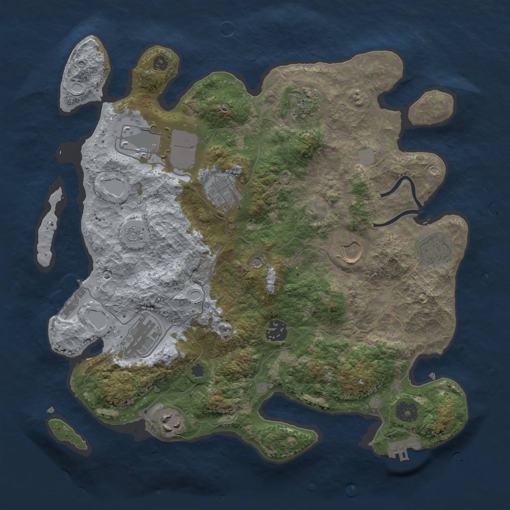 Rust Map: Procedural Map, Size: 3500, Seed: 1825541063, 17 Monuments