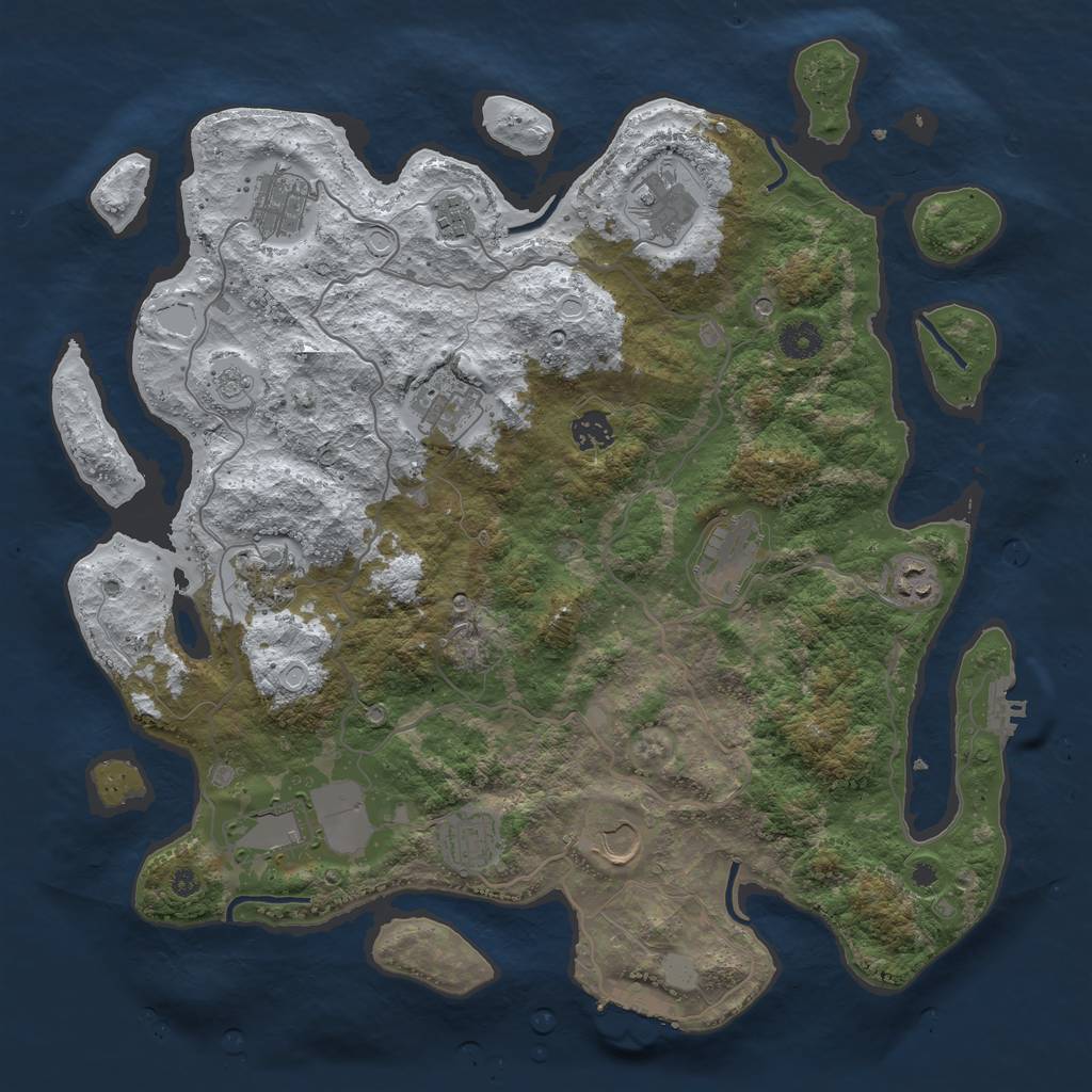 Rust Map: Procedural Map, Size: 4000, Seed: 208041011, 20 Monuments
