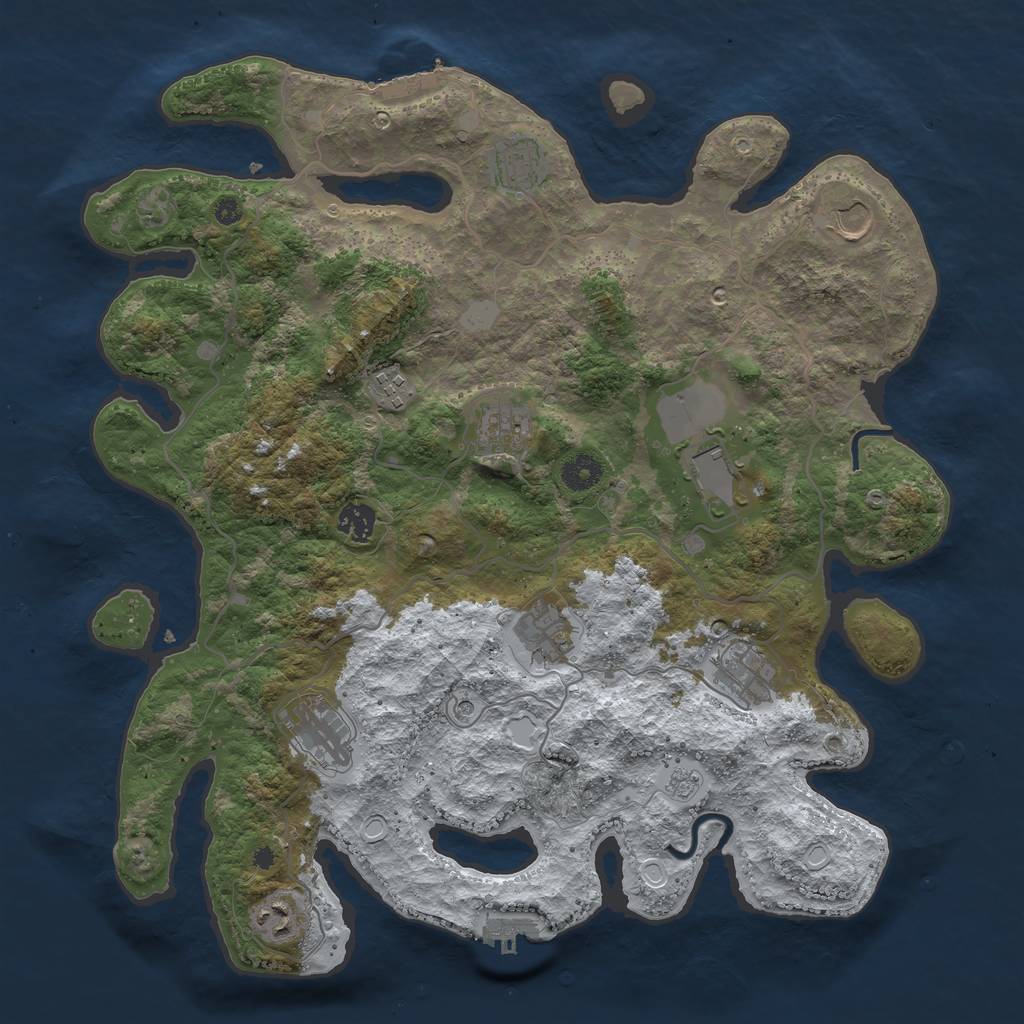 Rust Map: Procedural Map, Size: 4000, Seed: 24216, 19 Monuments