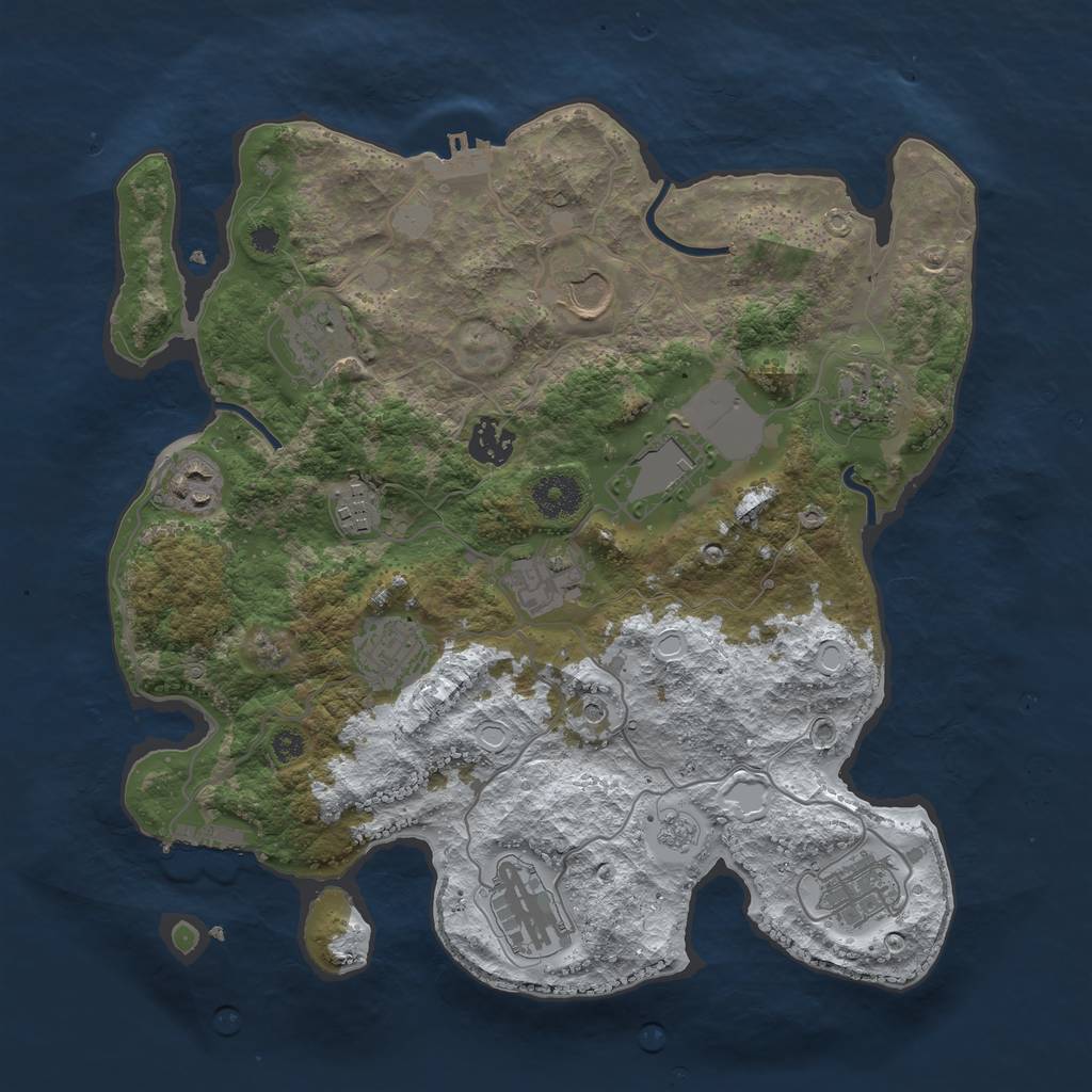 Rust Map: Procedural Map, Size: 3500, Seed: 160858677, 20 Monuments