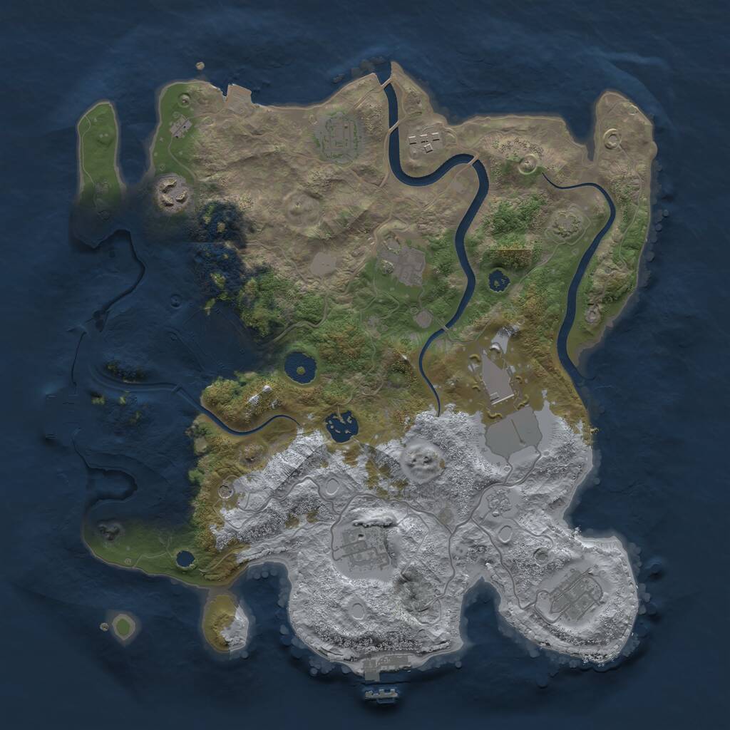 Rust Map: Procedural Map, Size: 3500, Seed: 160858677, 15 Monuments