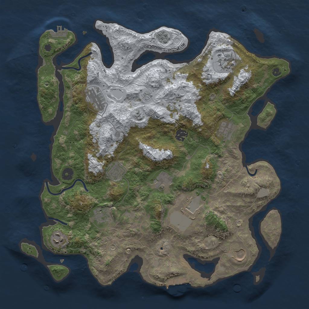 Rust Map: Procedural Map, Size: 3850, Seed: 285468757, 20 Monuments