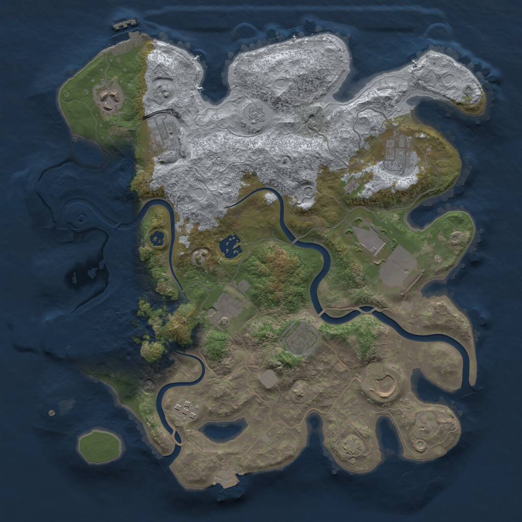 Rust Map: Procedural Map, Size: 3500, Seed: 33302998, 15 Monuments