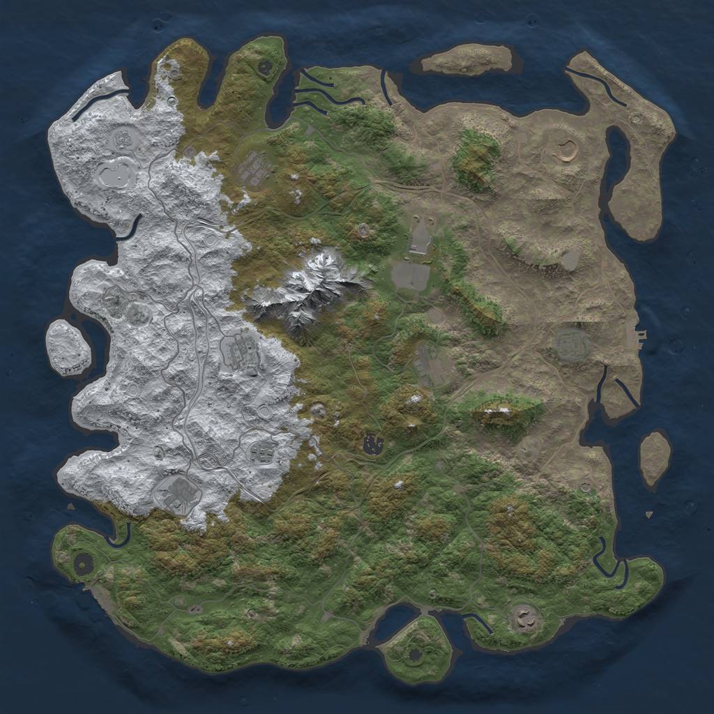 Rust Map: Procedural Map, Size: 5000, Seed: 584105066, 19 Monuments