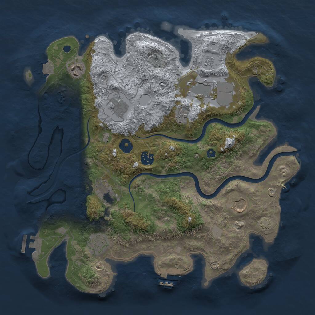 Rust Map: Procedural Map, Size: 3500, Seed: 7373, 14 Monuments