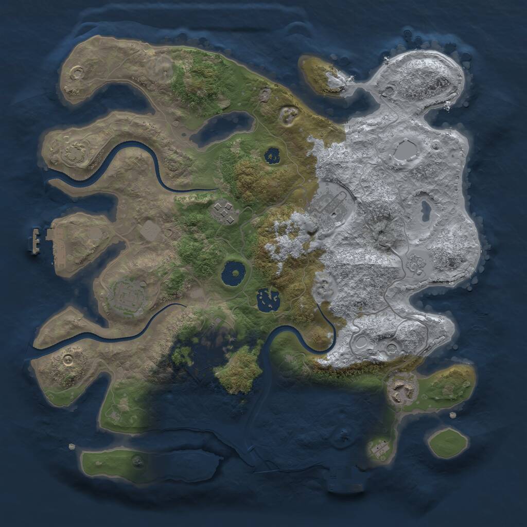 Rust Map: Procedural Map, Size: 3250, Seed: 1524243830, 12 Monuments