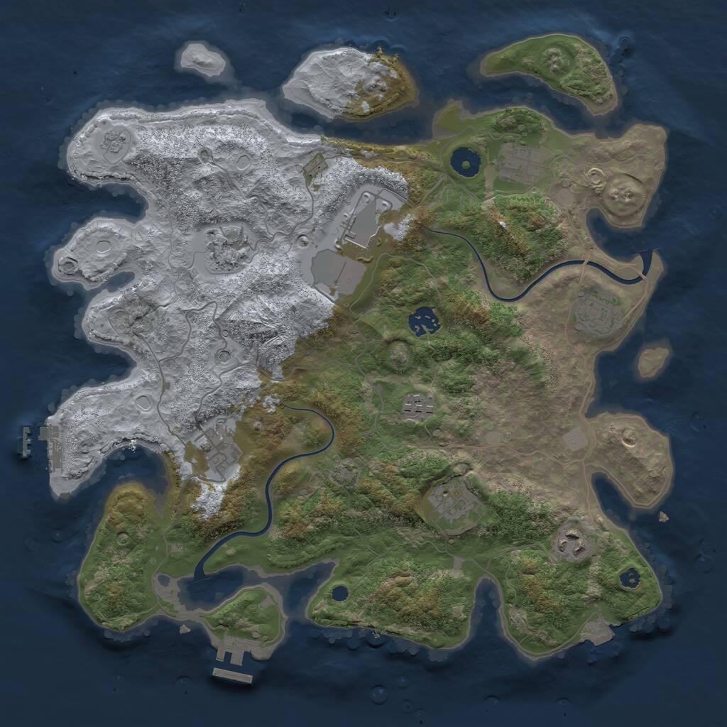 Rust Map: Procedural Map, Size: 3700, Seed: 1230405918, 15 Monuments