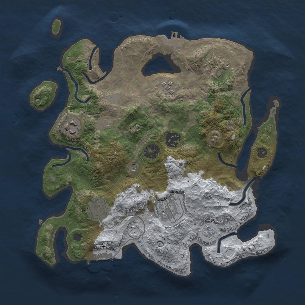 Rust Map: Procedural Map, Size: 3000, Seed: 1341385984, 15 Monuments