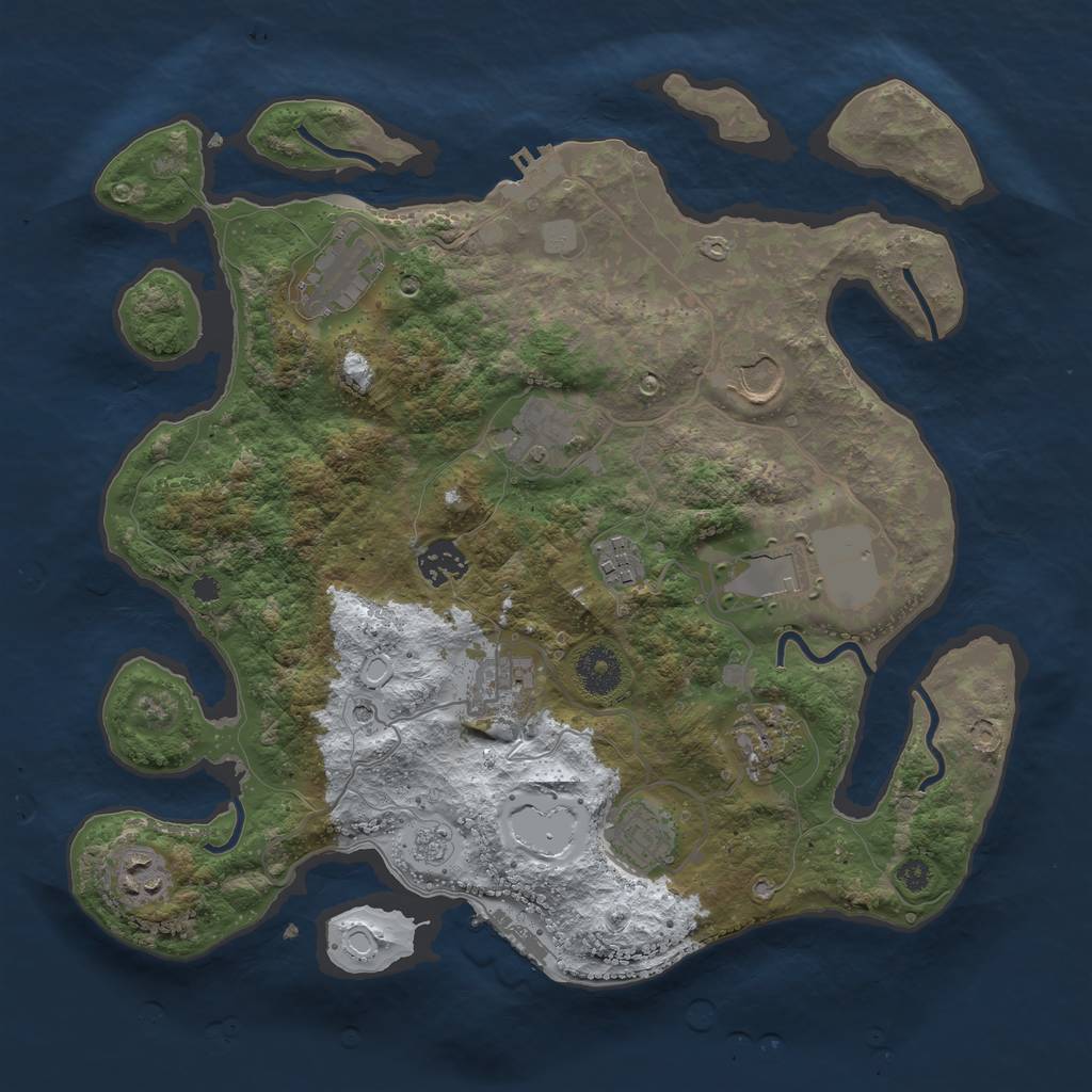 Rust Map: Procedural Map, Size: 3500, Seed: 1435147417, 19 Monuments