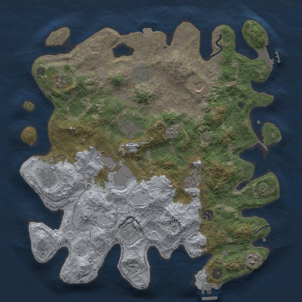 Rust Map: Procedural Map, Size: 4000, Seed: 889969781, 17 Monuments