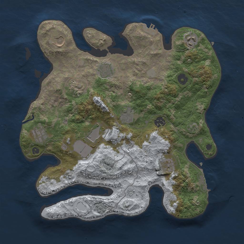 Rust Map: Procedural Map, Size: 3500, Seed: 444958940, 19 Monuments