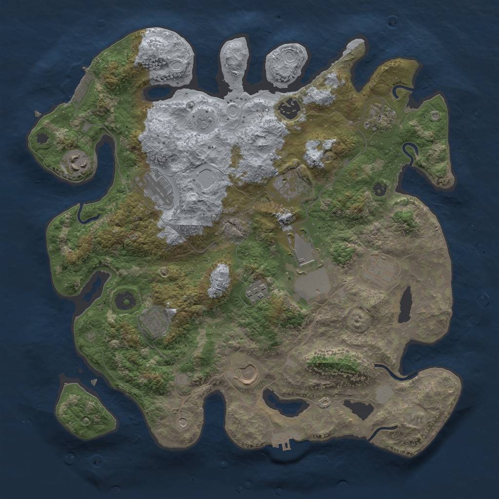 Rust Map: Procedural Map, Size: 3750, Seed: 230785078, 17 Monuments