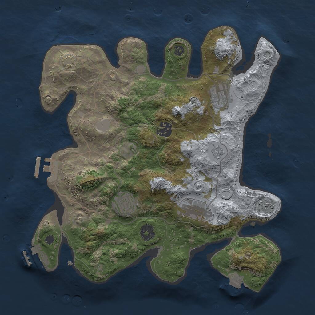 Rust Map: Procedural Map, Size: 3000, Seed: 952088937, 10 Monuments