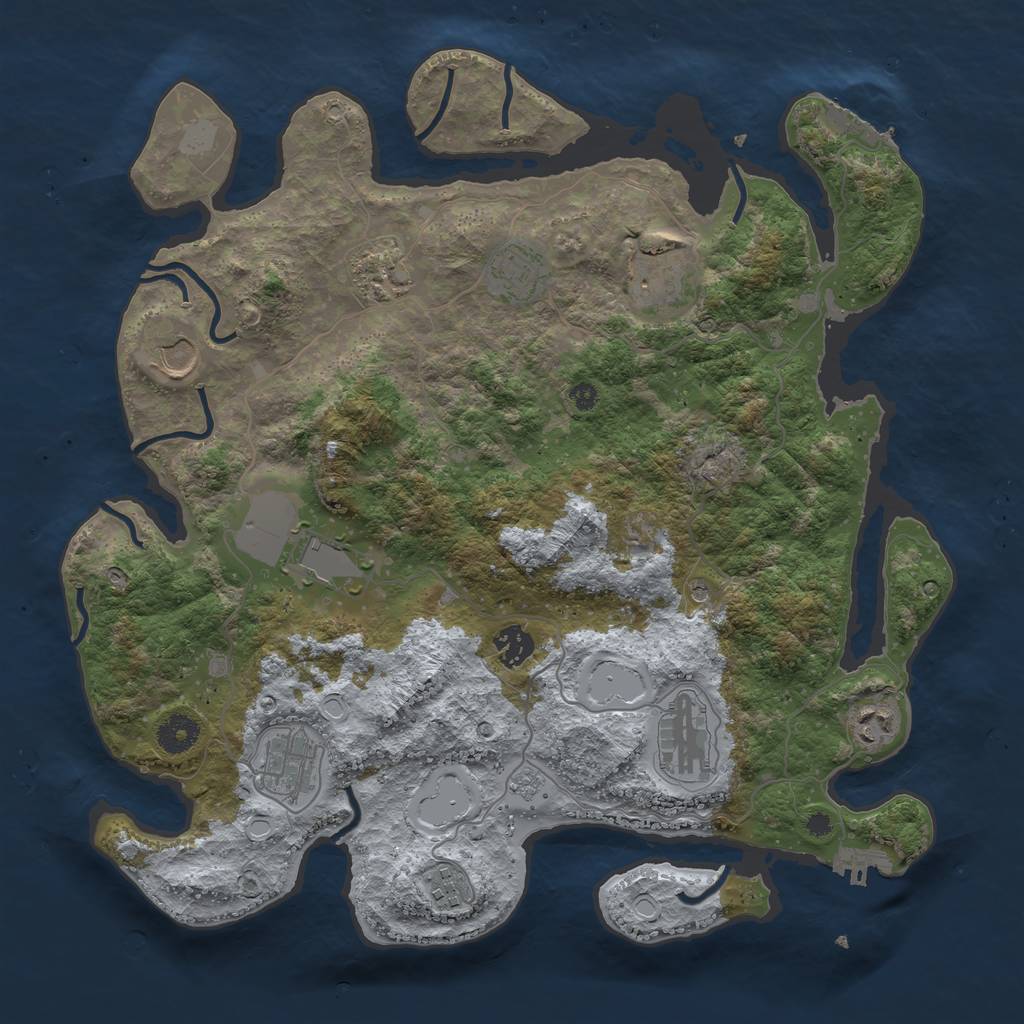 Rust Map: Procedural Map, Size: 3850, Seed: 527756730, 19 Monuments