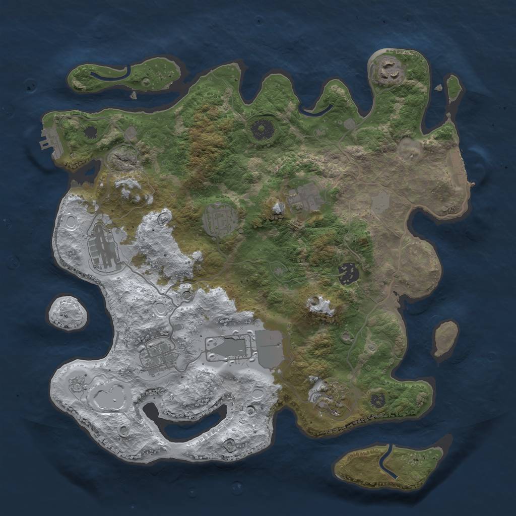 Rust Map: Procedural Map, Size: 3500, Seed: 1079521900, 17 Monuments