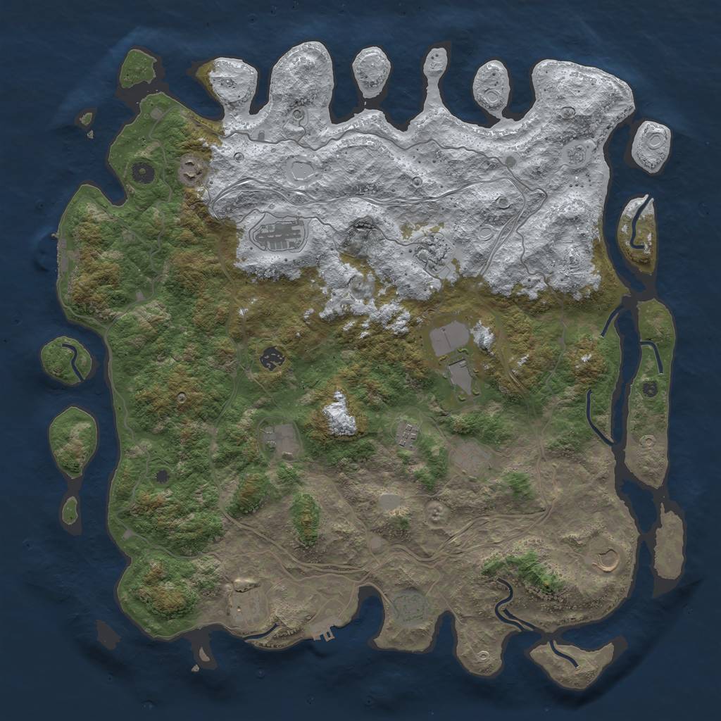 Rust Map: Procedural Map, Size: 4800, Seed: 1240497827, 20 Monuments