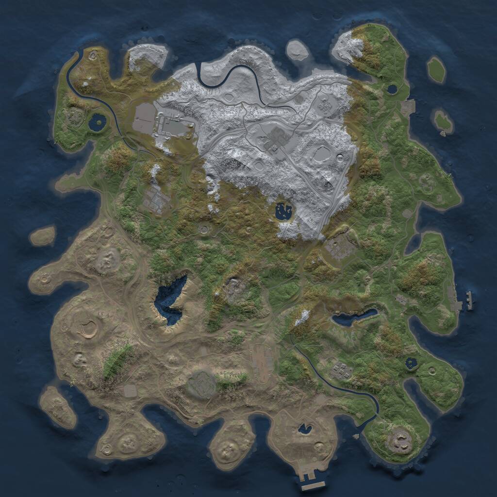 Rust Map: Procedural Map, Size: 4250, Seed: 111111, 16 Monuments