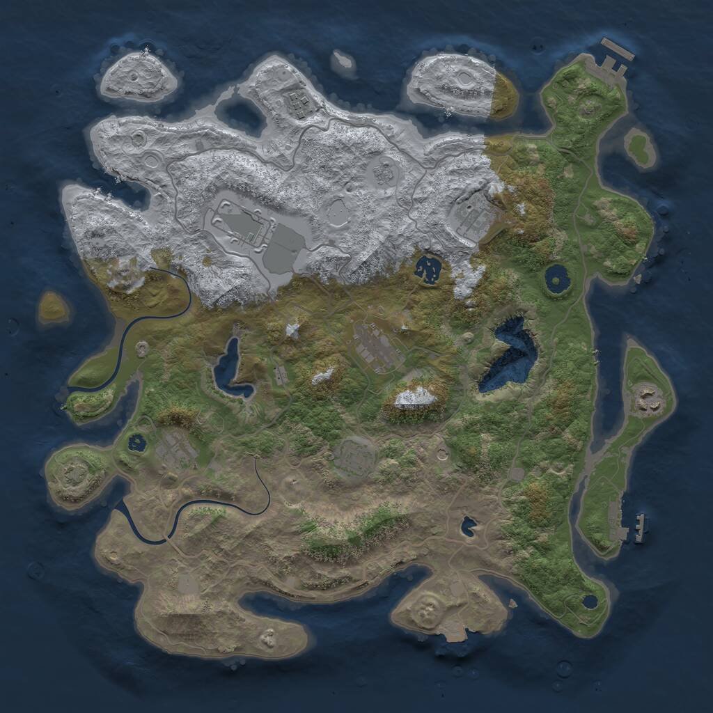 Rust Map: Procedural Map, Size: 4000, Seed: 1184087323, 14 Monuments