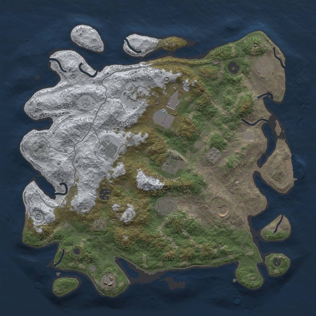 Rust Map: Procedural Map, Size: 4000, Seed: 109100637, 18 Monuments