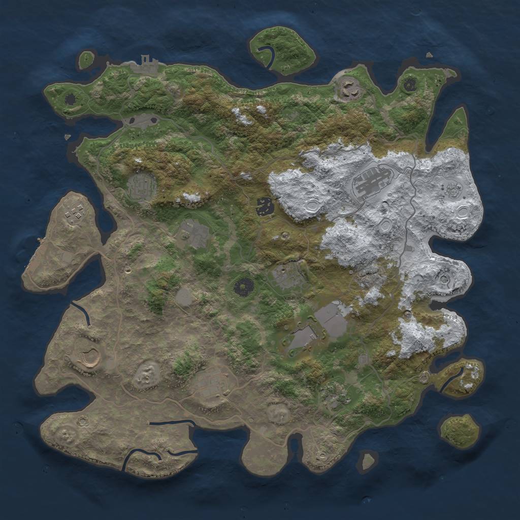 Rust Map: Procedural Map, Size: 4050, Seed: 2049474237, 20 Monuments