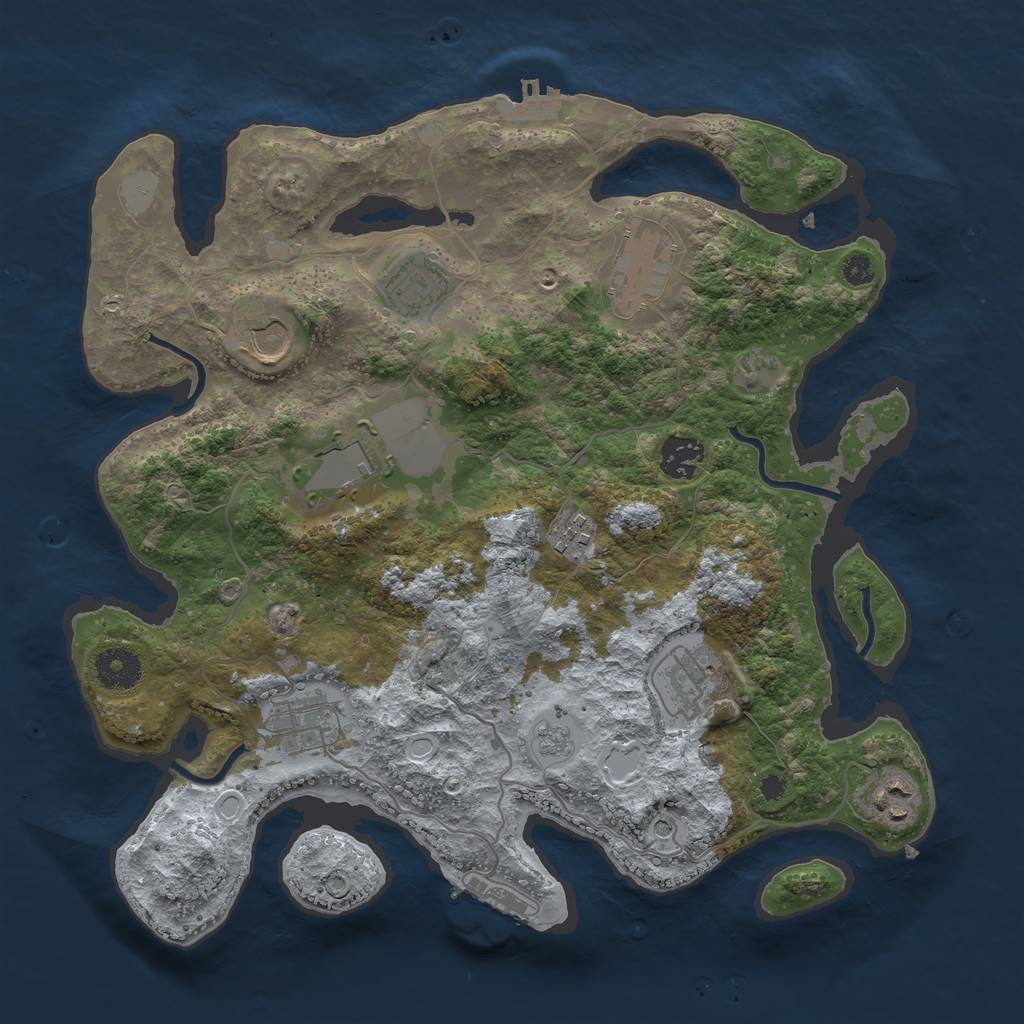 Rust Map: Procedural Map, Size: 3500, Seed: 1885461861, 16 Monuments