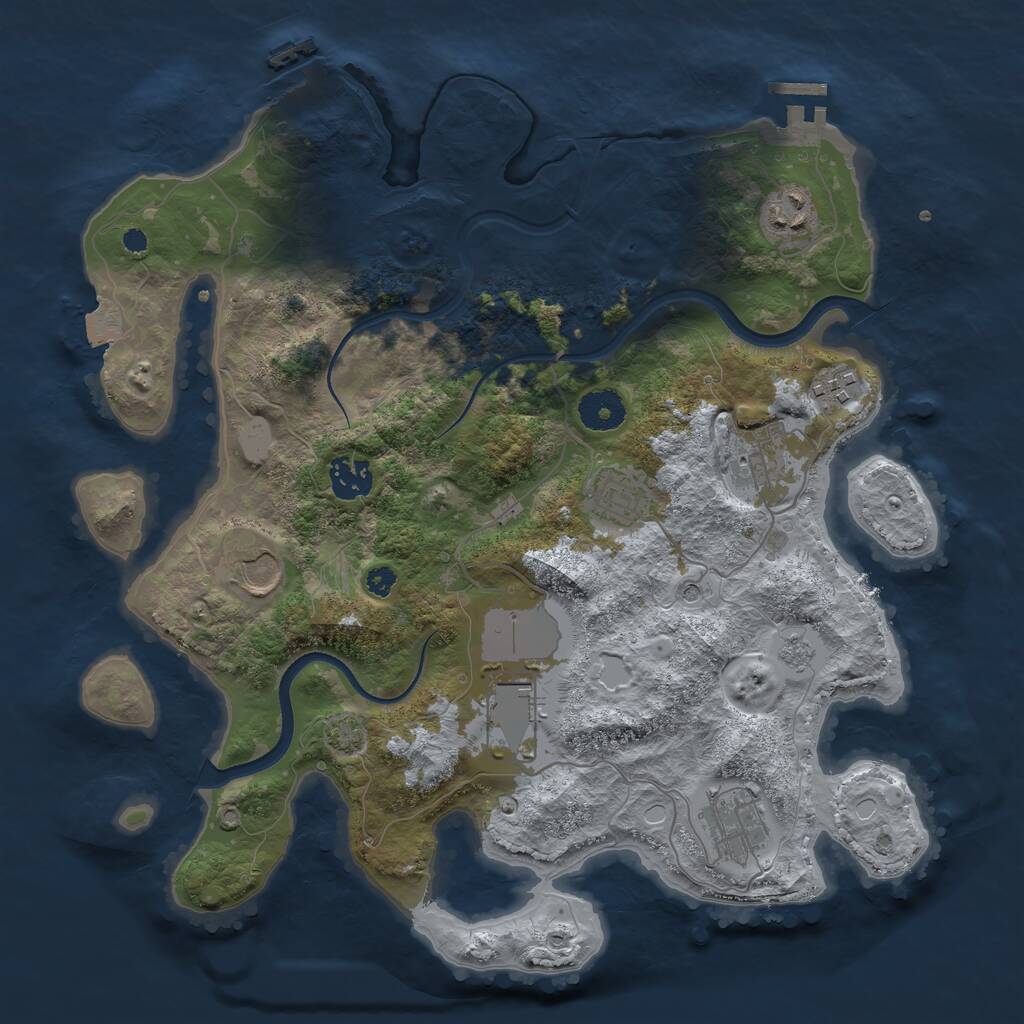 Rust Map: Procedural Map, Size: 3500, Seed: 1738, 14 Monuments