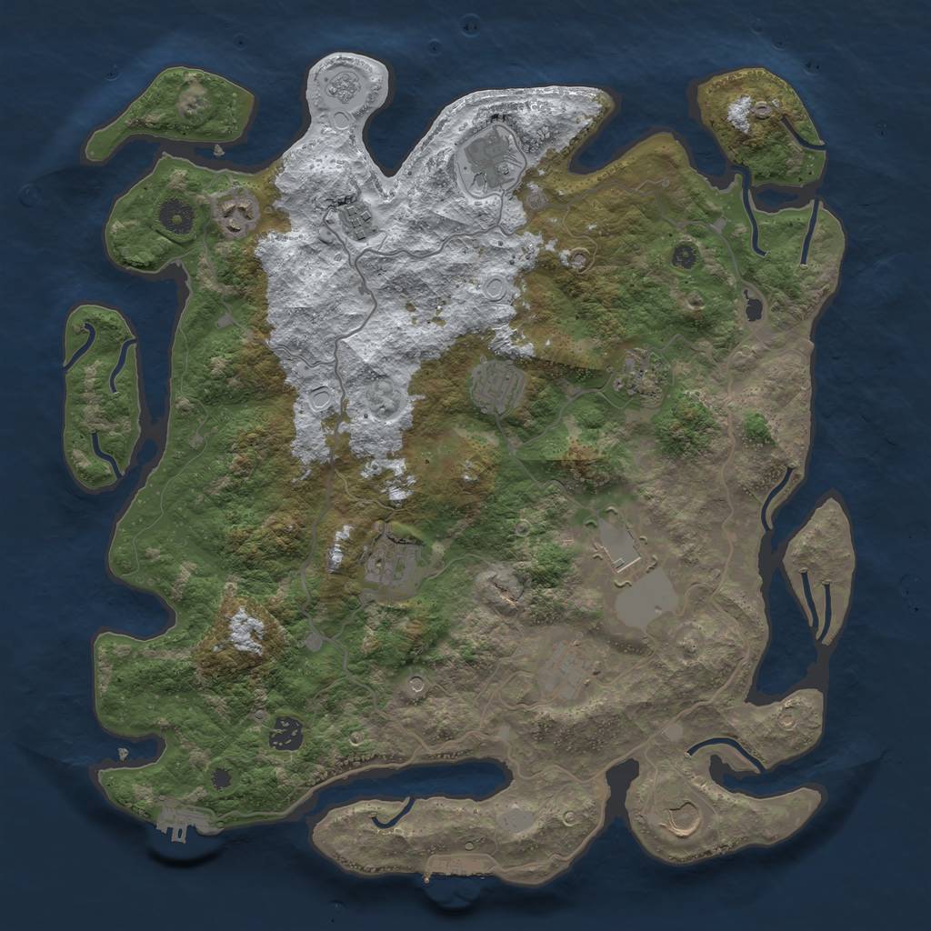 Rust Map: Procedural Map, Size: 4000, Seed: 541391006, 19 Monuments