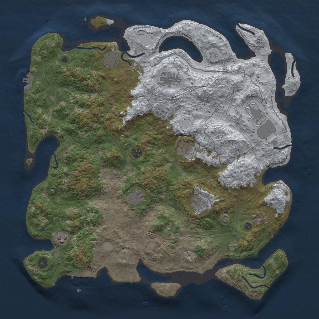 Rust Map: Procedural Map, Size: 4500, Seed: 990221481, 19 Monuments