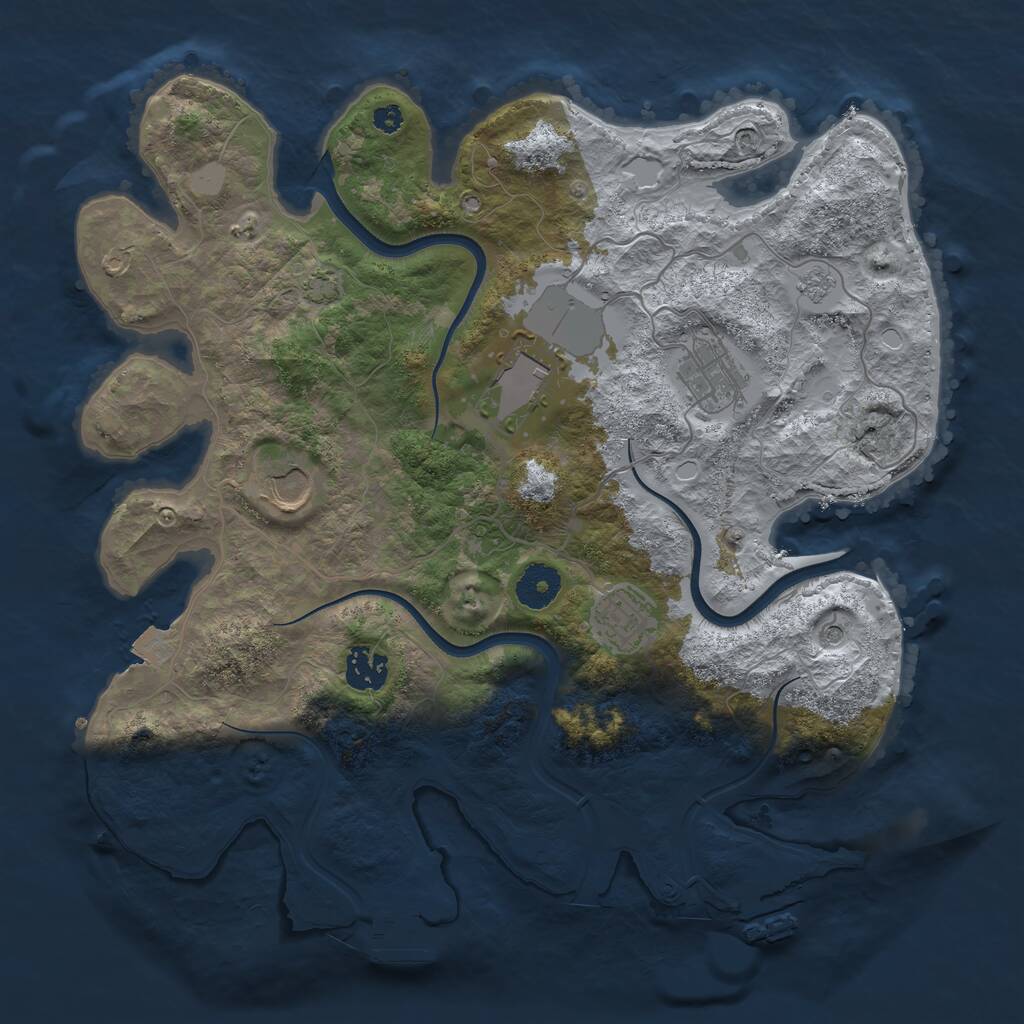 Rust Map: Procedural Map, Size: 3500, Seed: 1507974566, 11 Monuments