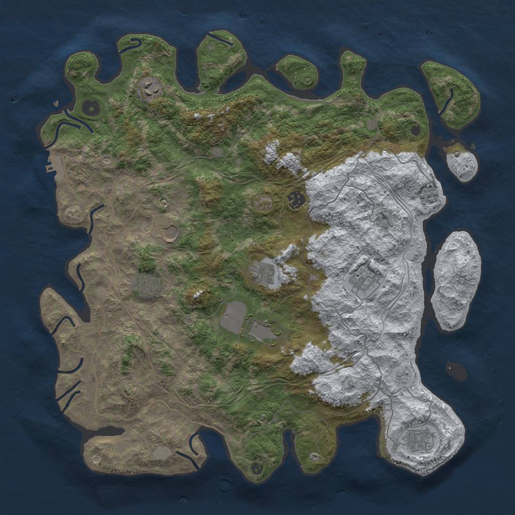 Rust Map: Procedural Map, Size: 4400, Seed: 434234455, 17 Monuments